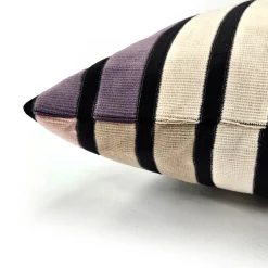 Amethyst Stripes Textured Velvet Throw Pillow 20x20