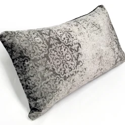 Artemis Pewter Gray Velvet Throw Pillow 12x20