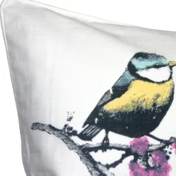 Bird on Cherry Blossom Branch 16x16 Throw Pillow