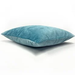 Blue Wave Velvet Throw Pillow 18x18