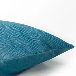 Blue Wave Velvet Throw Pillow 18x18