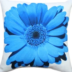 Bold Daisy Flower Blue Throw Pillow 19x19