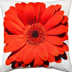 Bold Daisy Flower Red Throw Pillow 19x19