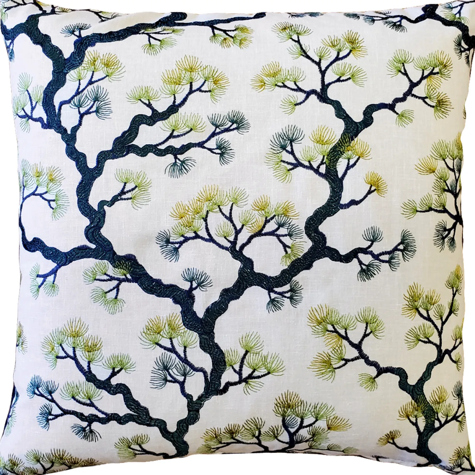 Bonsai Pine Teal Green Throw Pillow 19x19