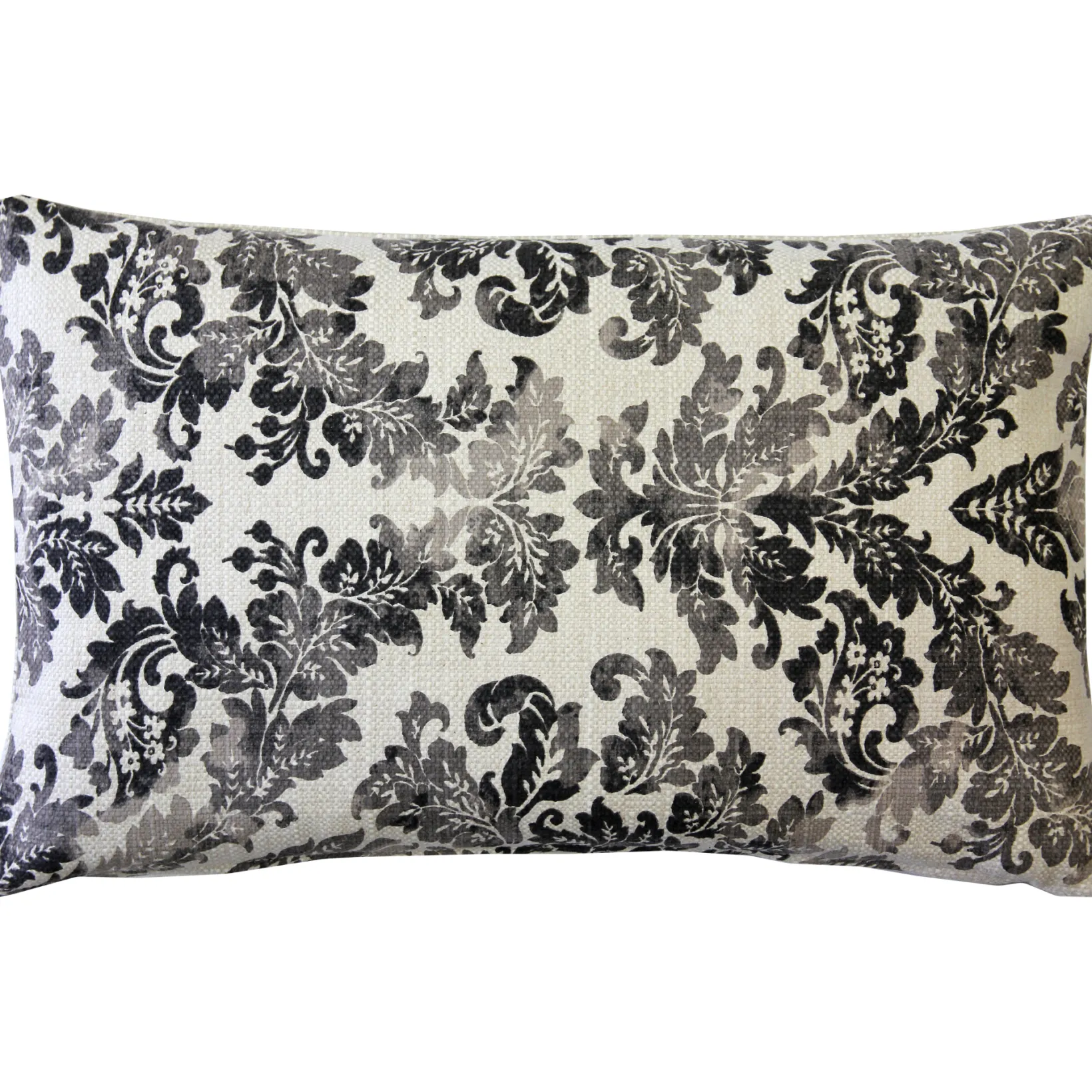 Calliope Gray Damask Pattern Throw Pillow 12x20