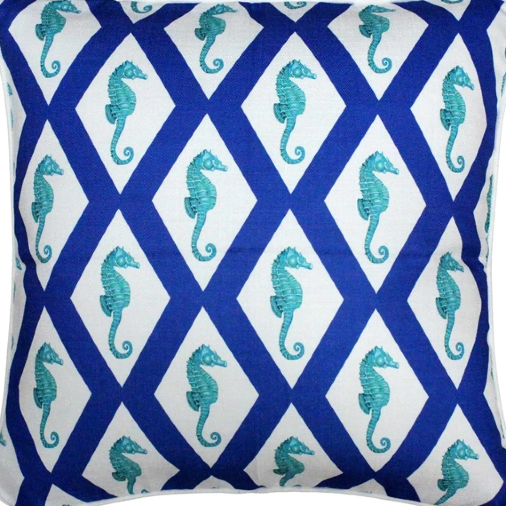 Capri Blue Argyle Seahorse Throw Pillow 20x20