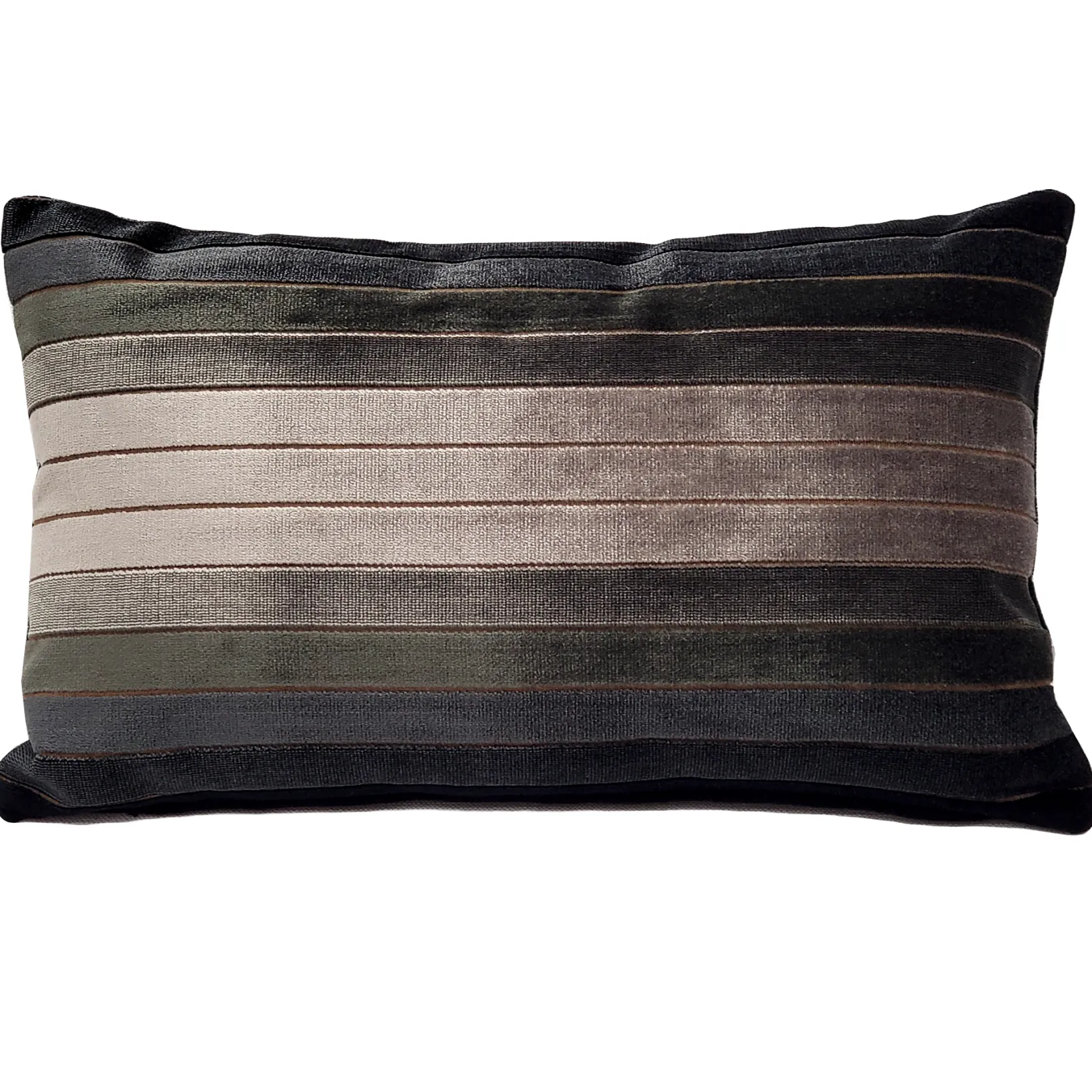 Carbon Stripes Textured Velvet Throw Pillow 12x19
