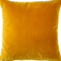 Castello Deep Yellow Velvet Throw Pillow 17x17