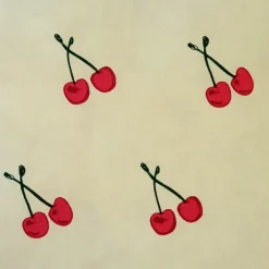 Cherry Rain Cotton Print Throw Pillow 17x17