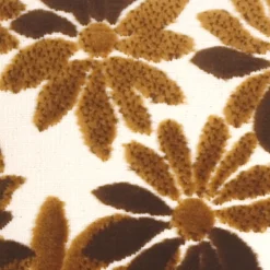 Chocolate Chenille Floral on Cream Throw Pillow