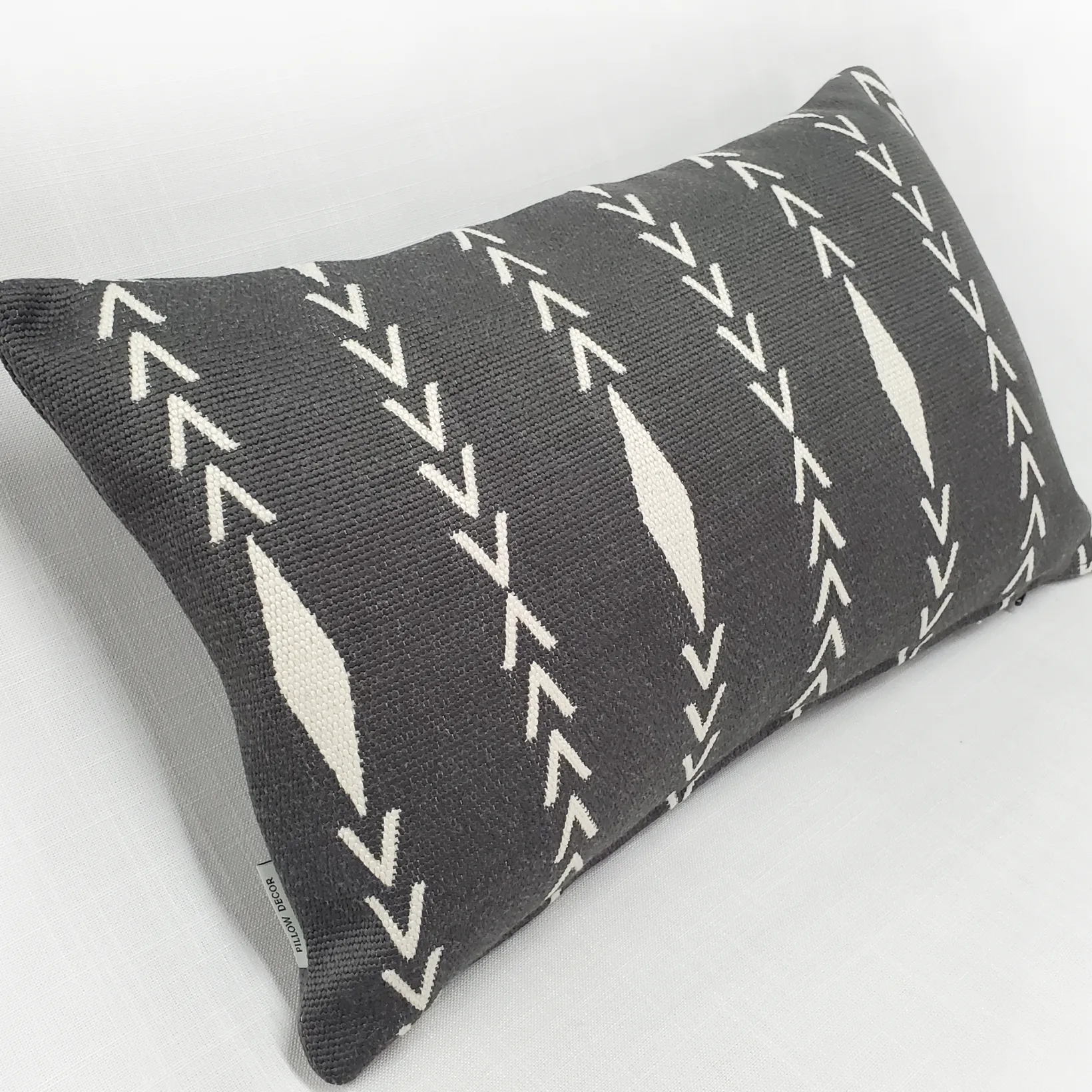 Diamond Ray Charcoal Gray Throw Pillow 12x20