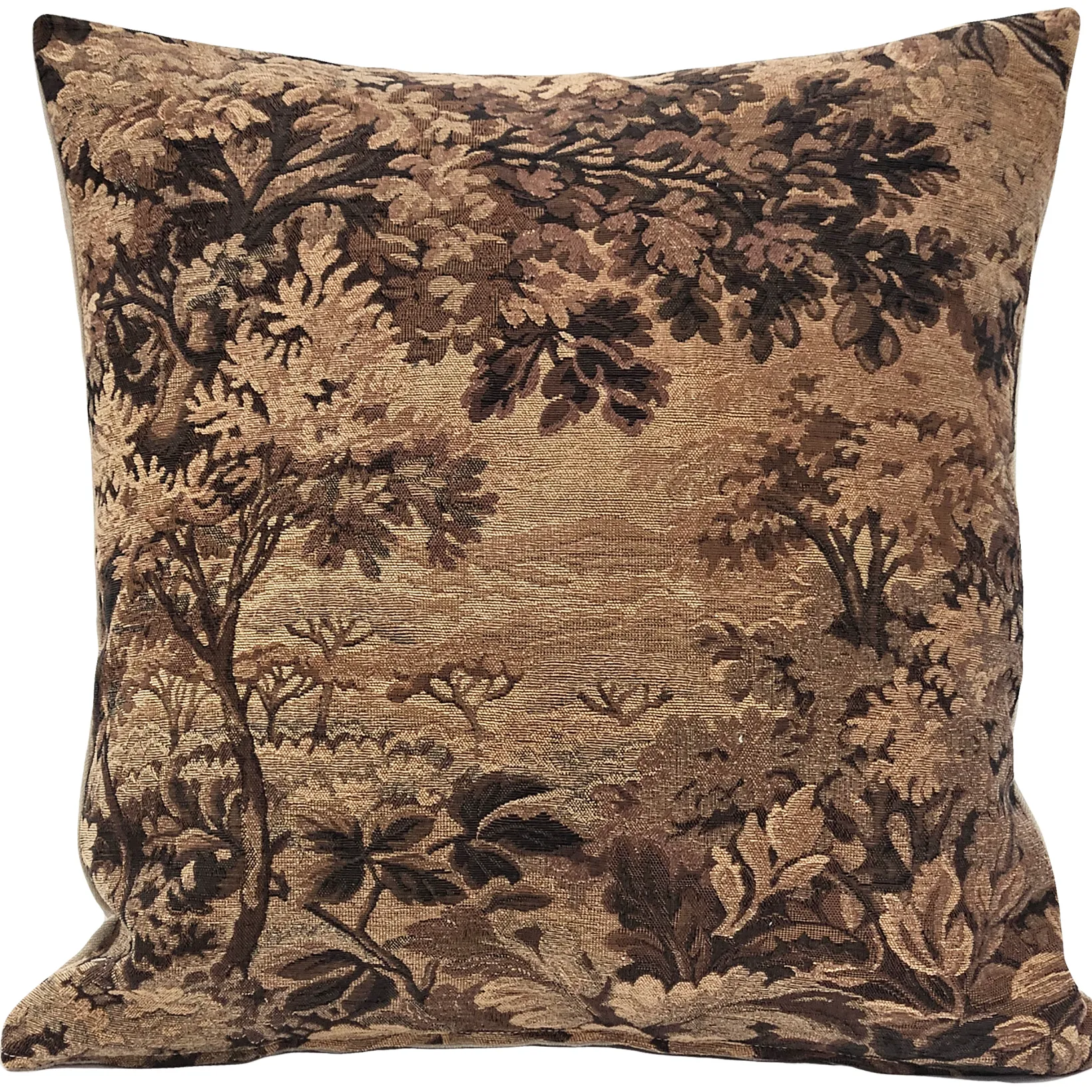 Elm Forest Sepia Tapestry Throw Pillow 21x21