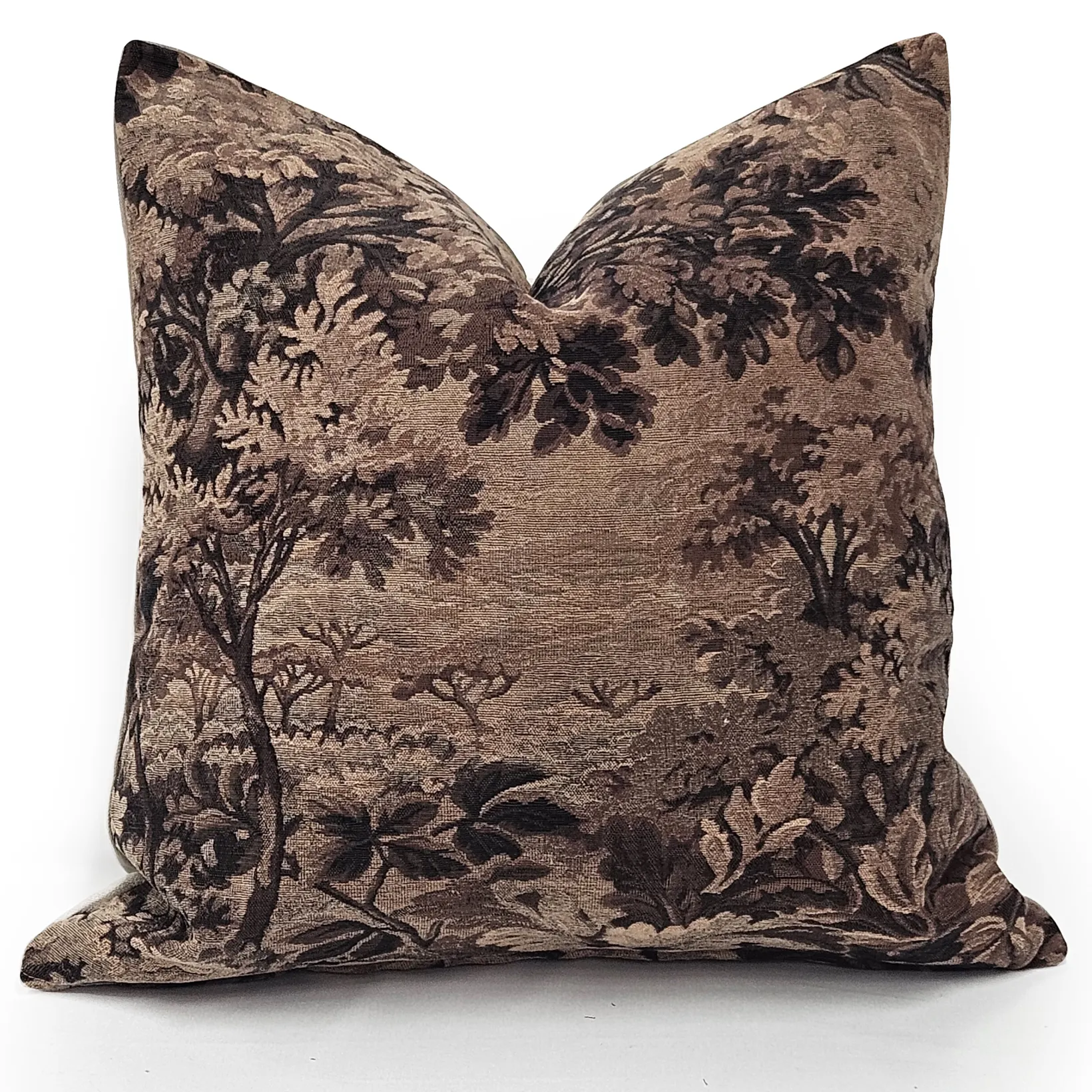 Elm Forest Sepia Tapestry Throw Pillow 21x21