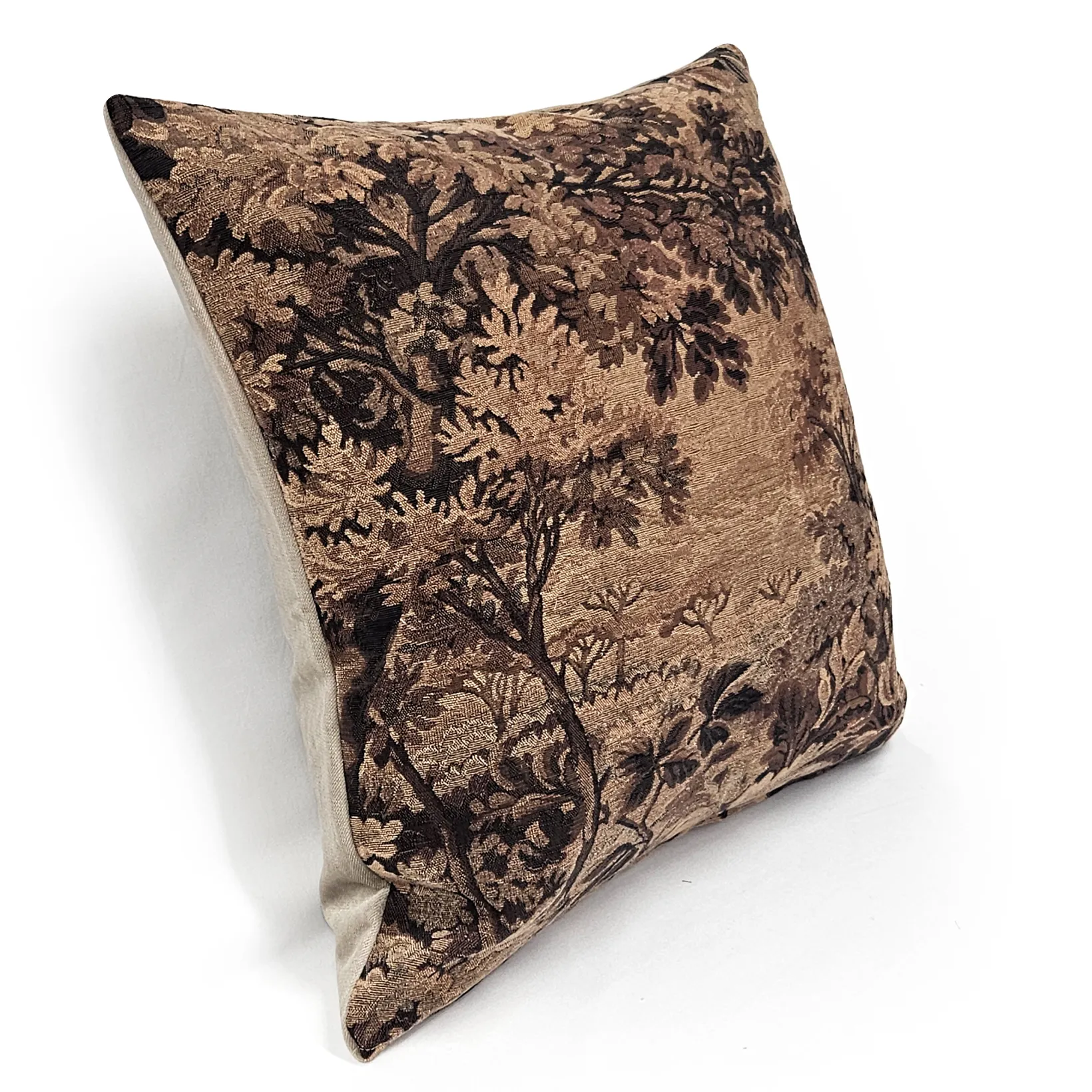 Elm Forest Sepia Tapestry Throw Pillow 21x21