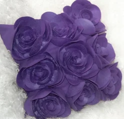Felt Flowers in Purple 17x17 Throw Pillow