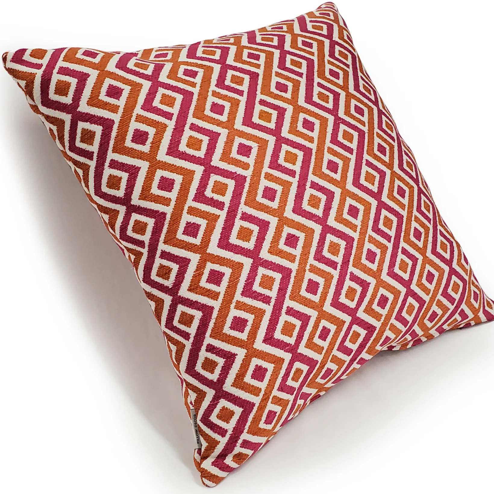 Follow Me Fiesta Pink and Orange Throw Pillow 19x19