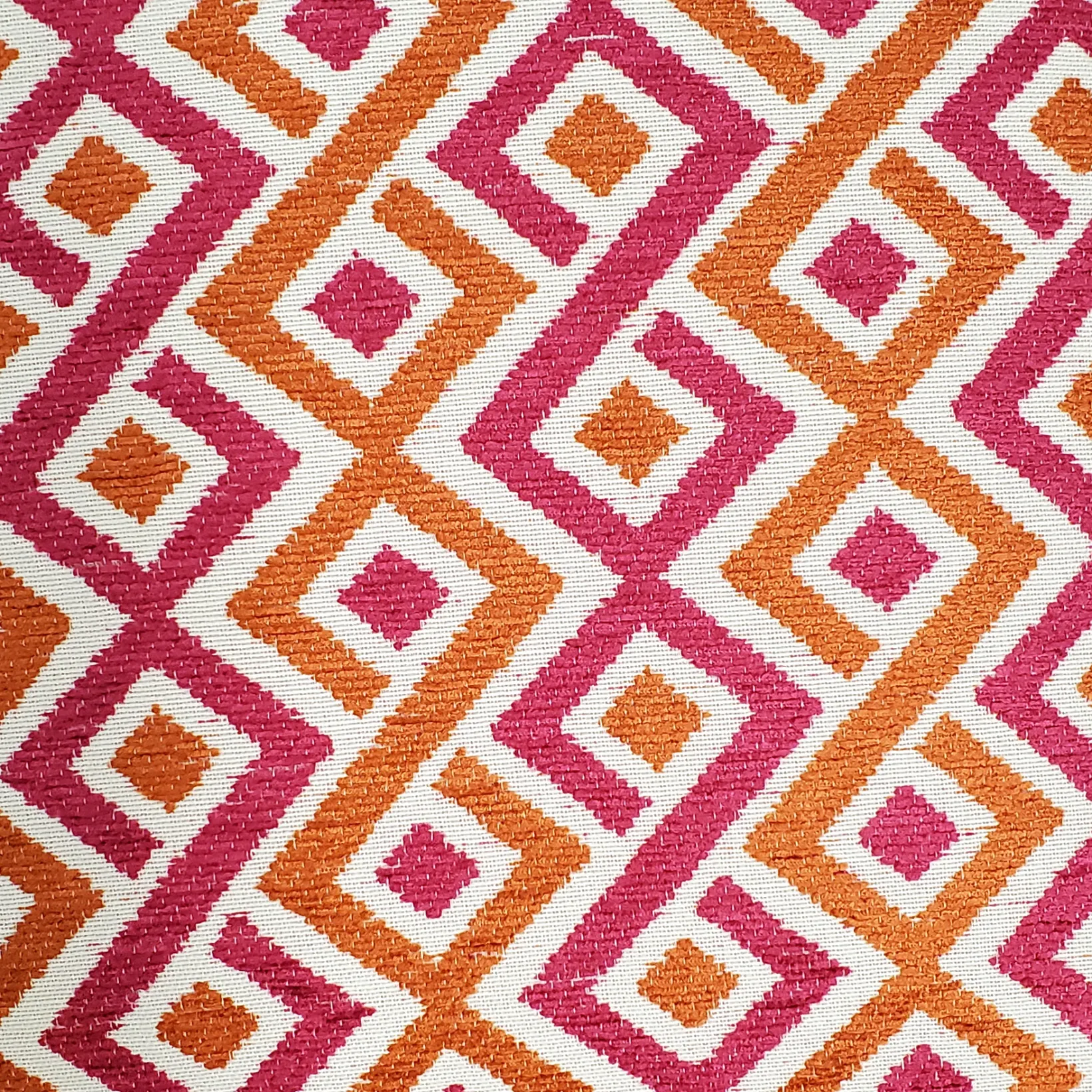 Follow Me Fiesta Pink and Orange Throw Pillow 19x19