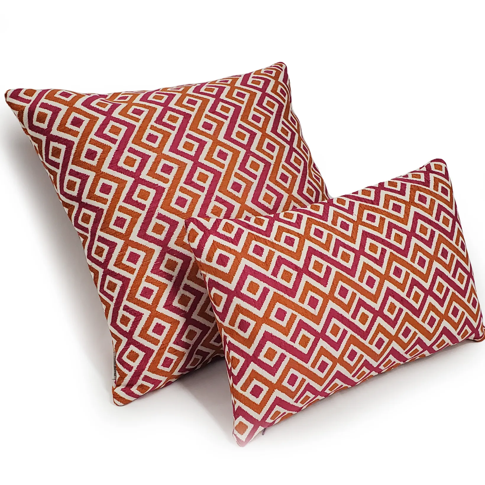 Follow Me Fiesta Pink and Orange Throw Pillow 19x19