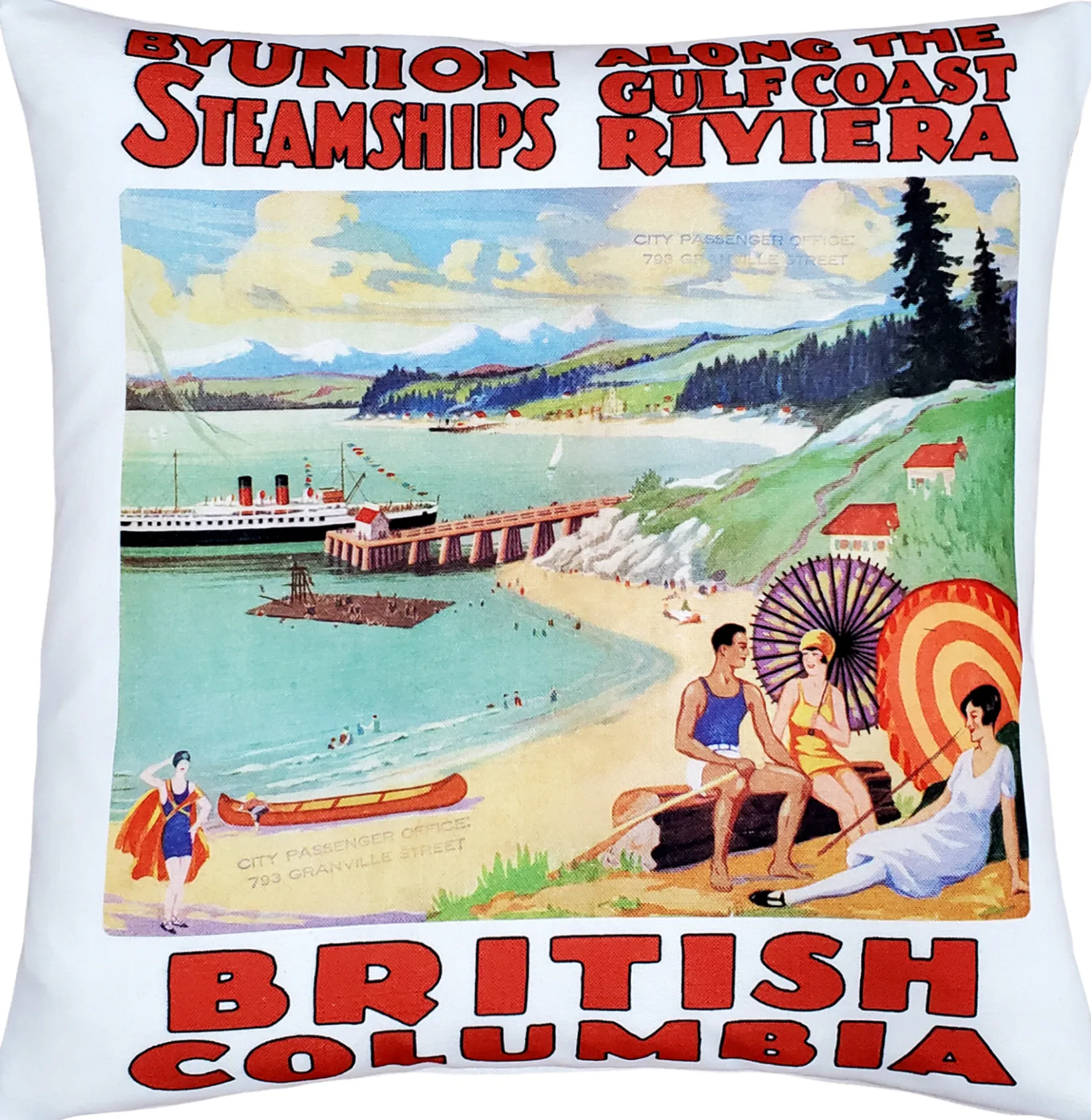 Gulf Coast by Union Steamship Throw Pillow 20x20