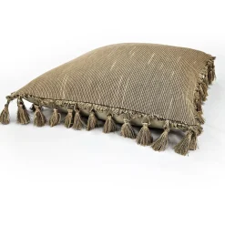 Heather Downs Soft Gold Ribbed Throw Pillow 17x17