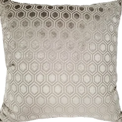 Hexa Mercury Taupe Velour Throw Pillow 18x18