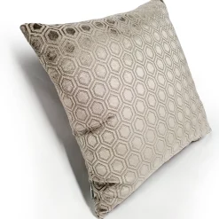 Hexa Mercury Taupe Velour Throw Pillow 18x18