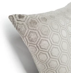 Hexa Mercury Taupe Velour Throw Pillow 18x18