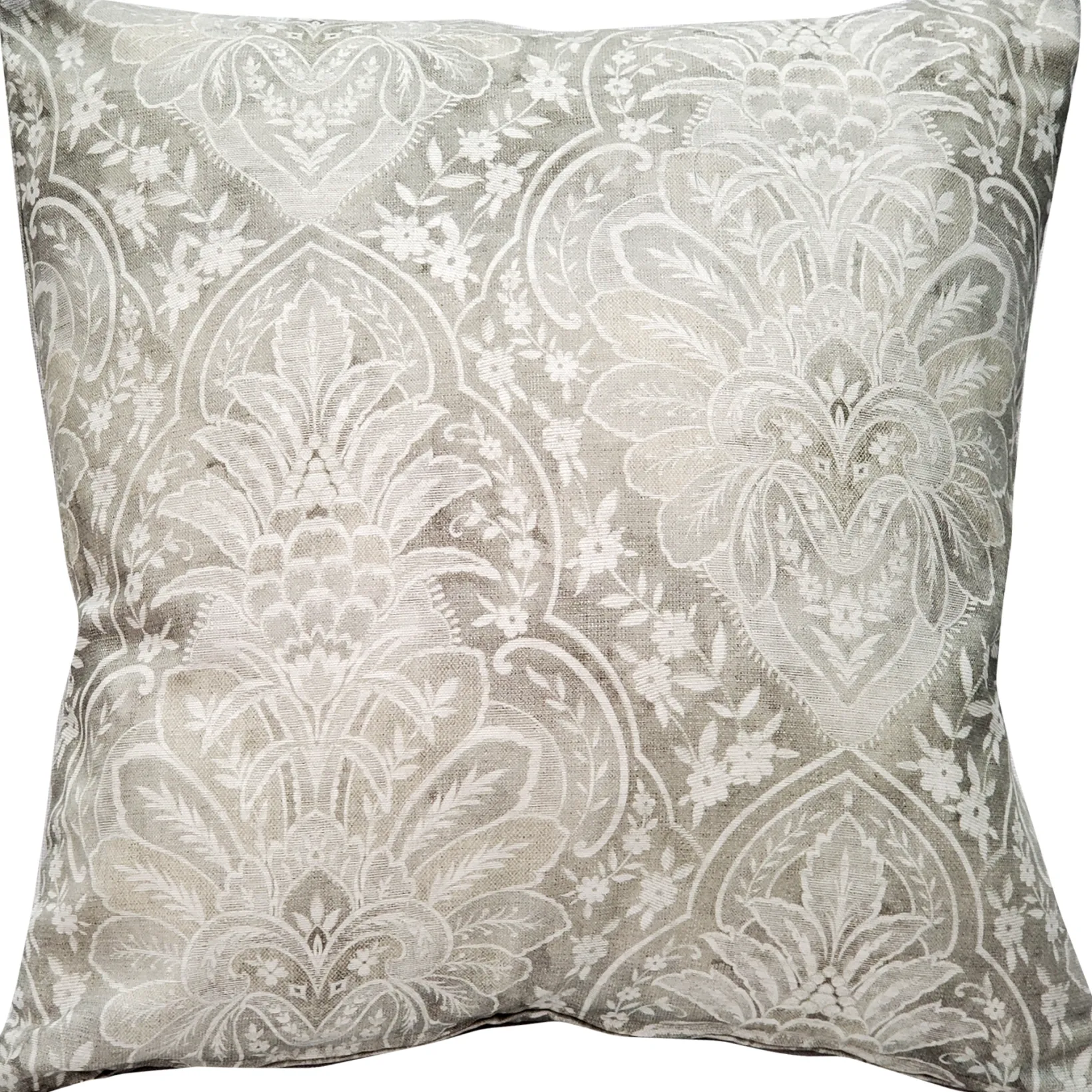 Leone Damask Cloud Gray Throw Pillow 21x21