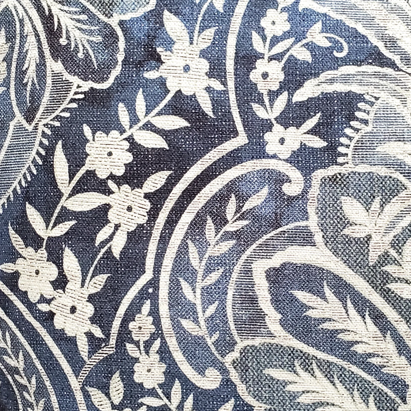 Leone Damask Denim Blue Throw Pillow 21x21
