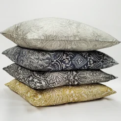 Leone Damask Denim Blue Throw Pillow 21x21