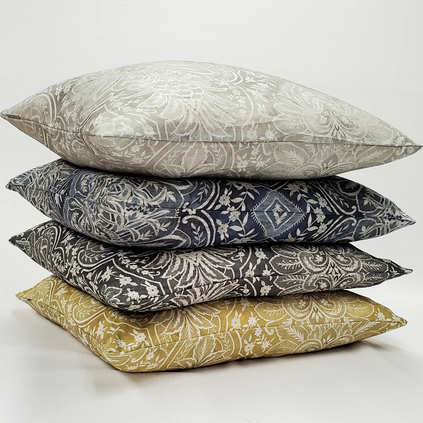 Leone Damask Denim Blue Throw Pillow 21x21