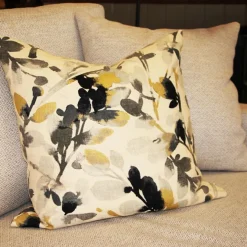 Linen Leaf Graphite Gray Throw Pillow 20x20