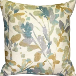 Linen Leaf Marine Throw Pillow 20x20