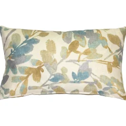Linen Leaf Marine Throw Pillow 12x20