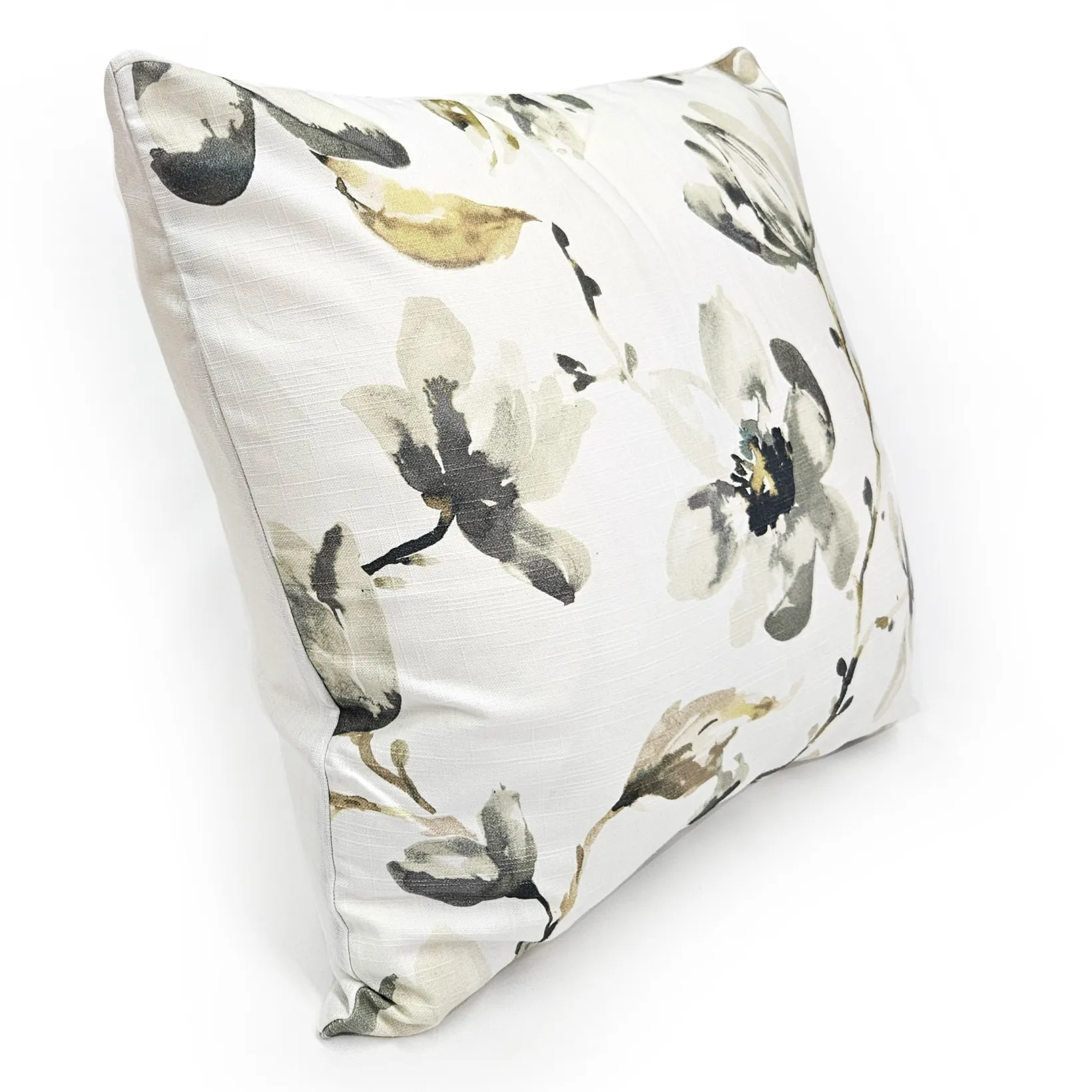 Magnolia Watercolor Gray Taupe Neutral Pillow 22x22