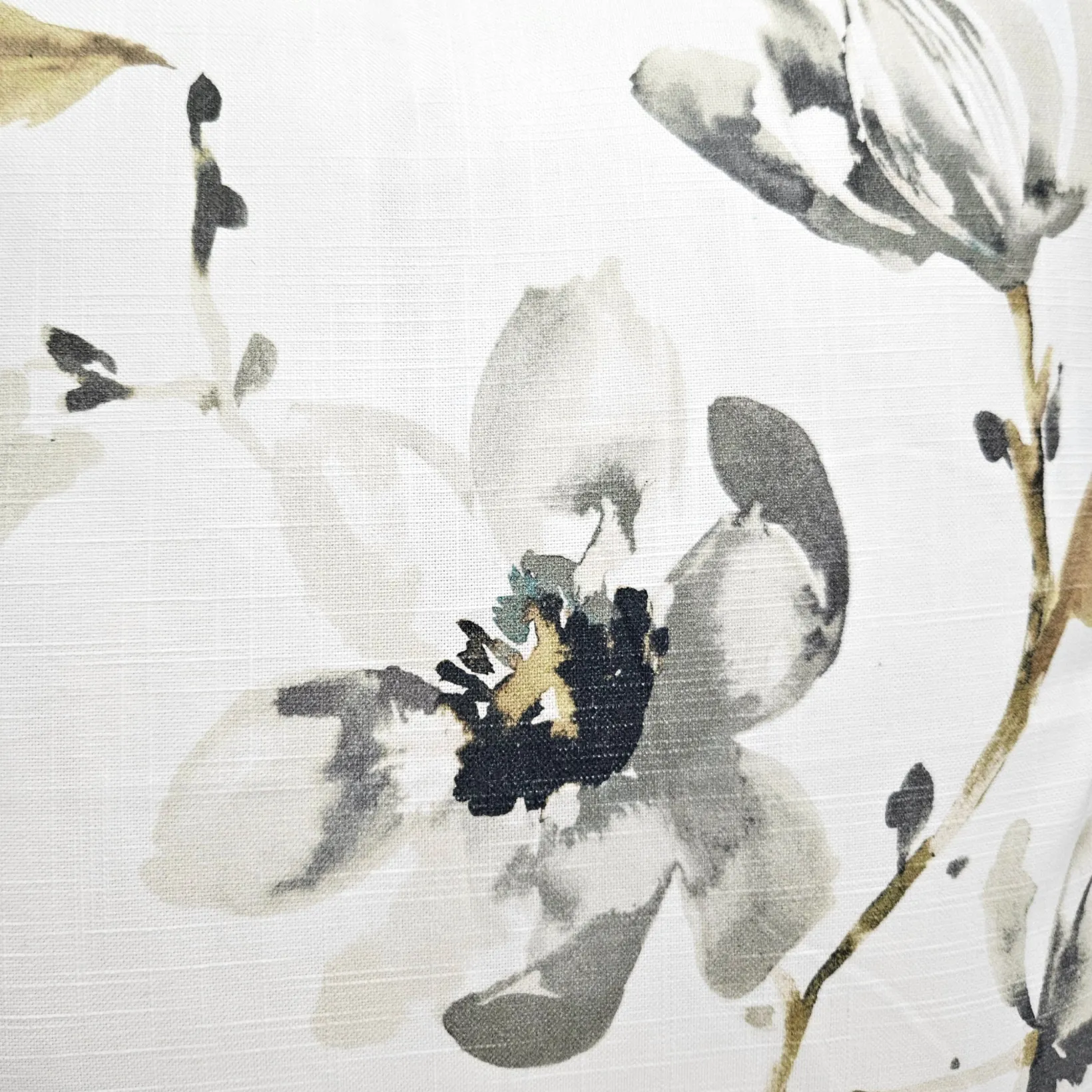 Magnolia Watercolor Gray Taupe Neutral Pillow 22x22