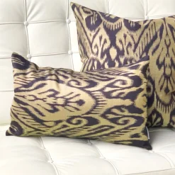 Mallorca Carbon Ikat Throw Pillow 12x20