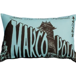 Marco Polo Theatre Restaurant 12x20 Blue Throw Pillow