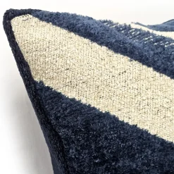 Maritime Stripe Blue Chenille Throw Pillow 25x25