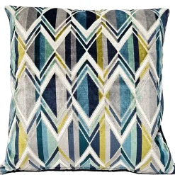 Marquis Chevron Aqua Velvet Throw Pillow 21x21