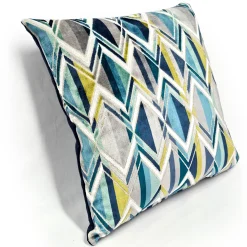 Marquis Chevron Aqua Velvet Throw Pillow 21x21