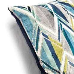 Marquis Chevron Aqua Velvet Throw Pillow 21x21