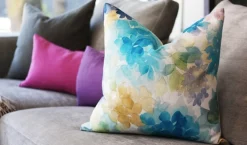 May Flower Blue Throw Pillow 20X20