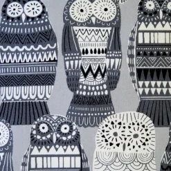 Midnight Owl Cotton Print Throw Pillow 17x17