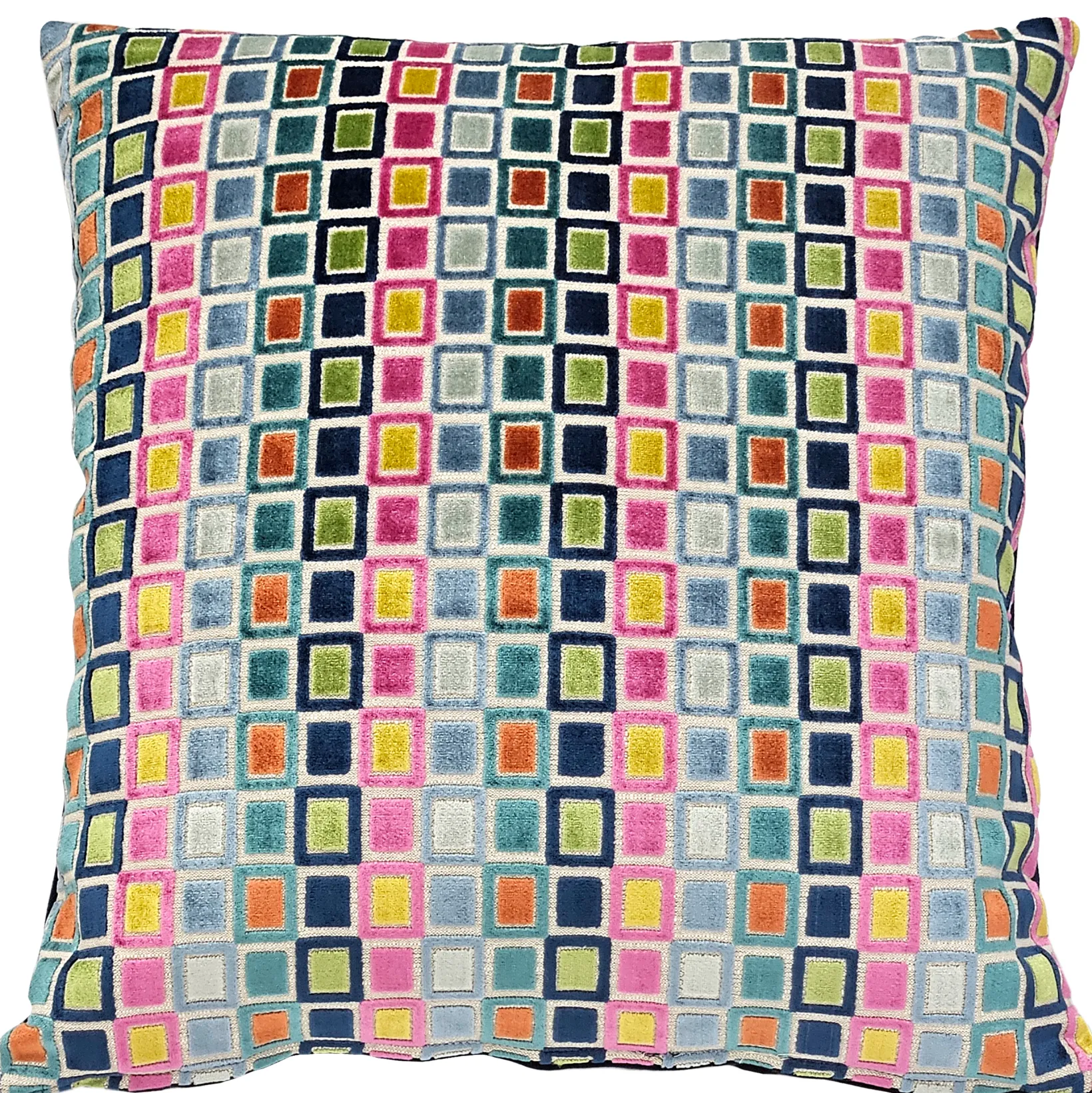Mod Grid Fiesta Velvet Throw Pillow 21x21