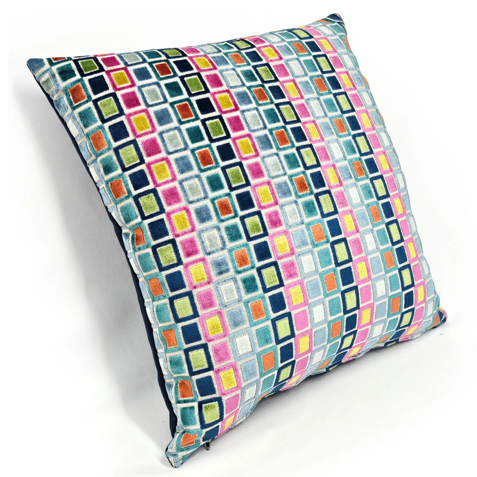 Mod Grid Fiesta Velvet Throw Pillow 21x21