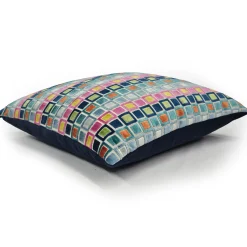 Mod Grid Fiesta Velvet Throw Pillow 21x21