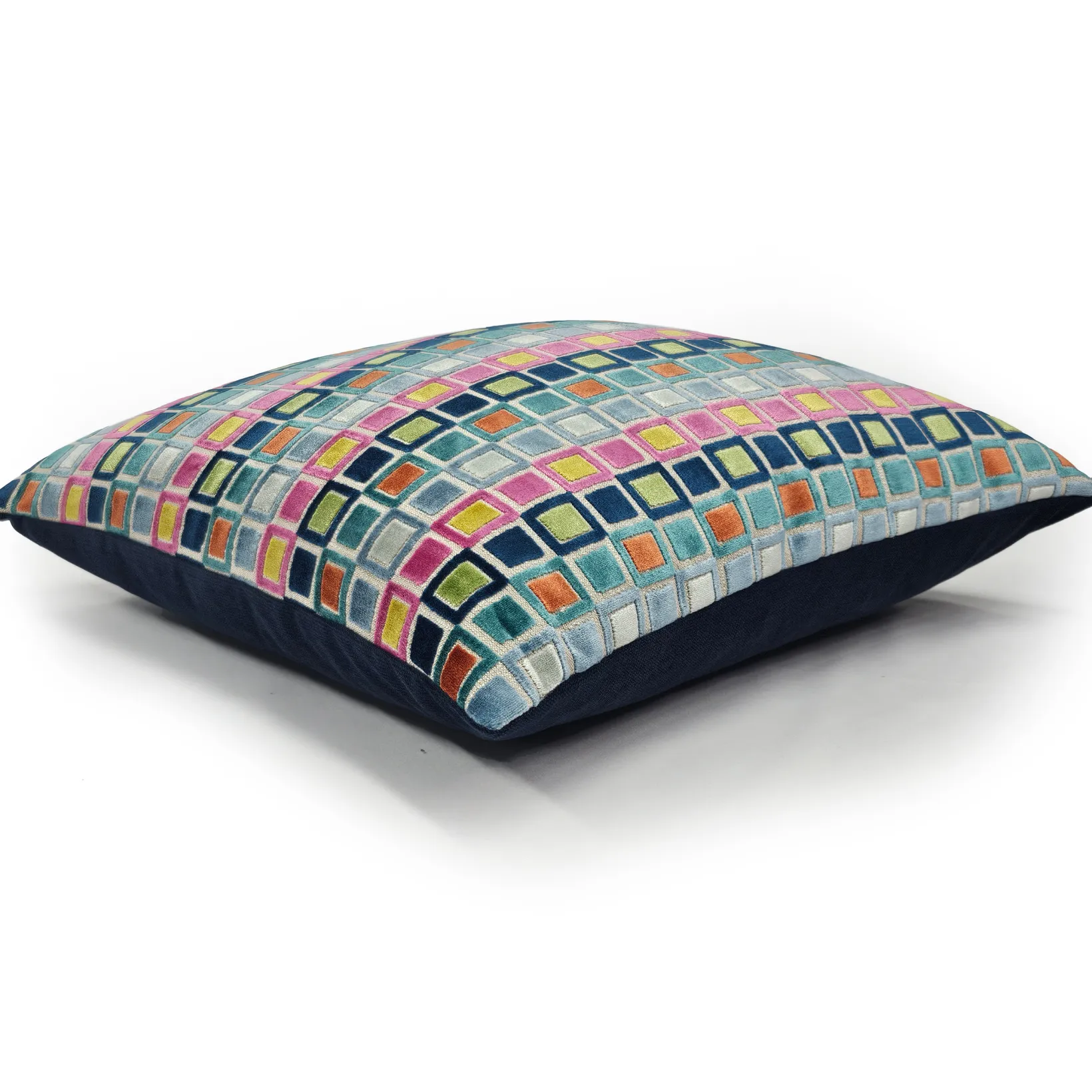 Mod Grid Fiesta Velvet Throw Pillow 21x21