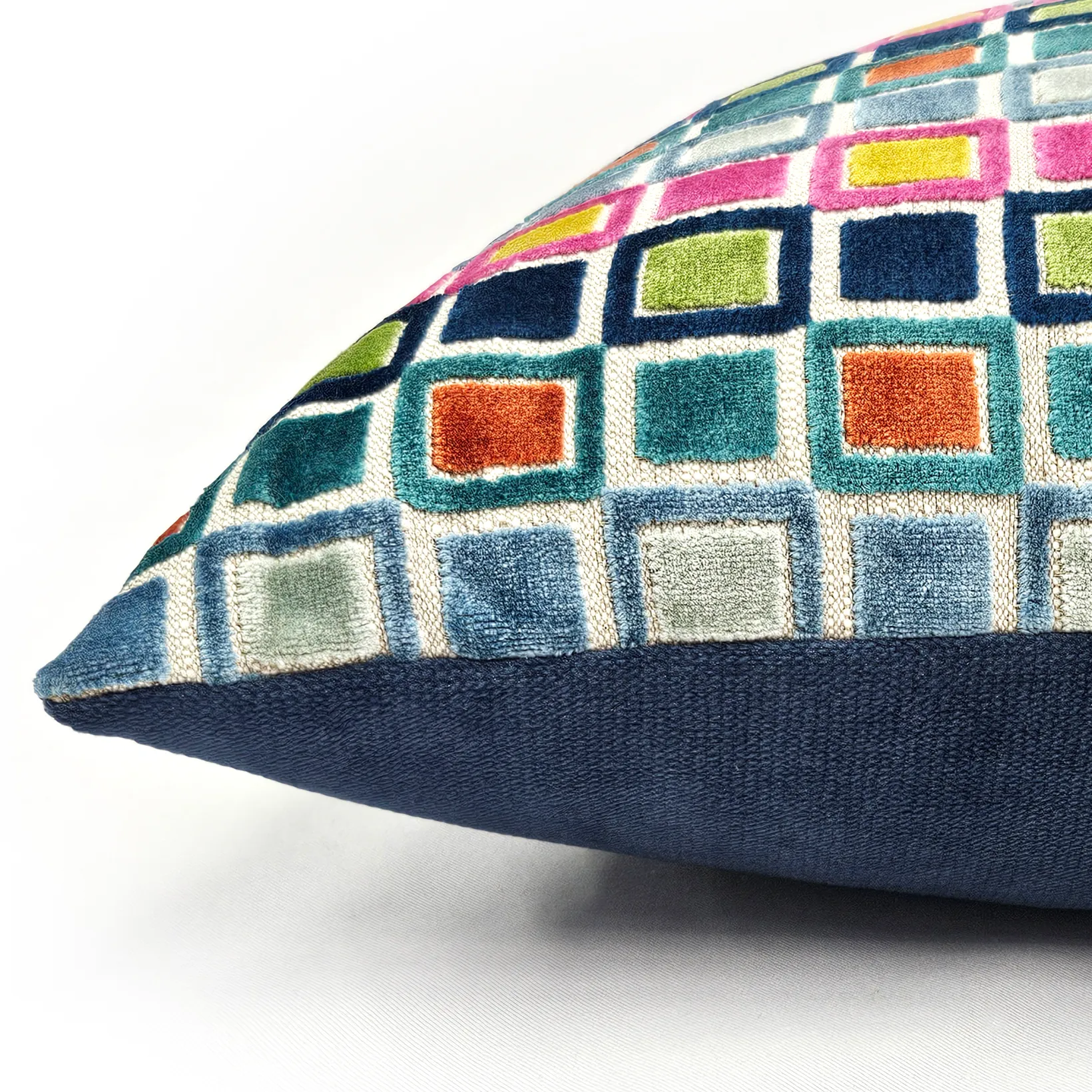 Mod Grid Fiesta Velvet Throw Pillow 21x21
