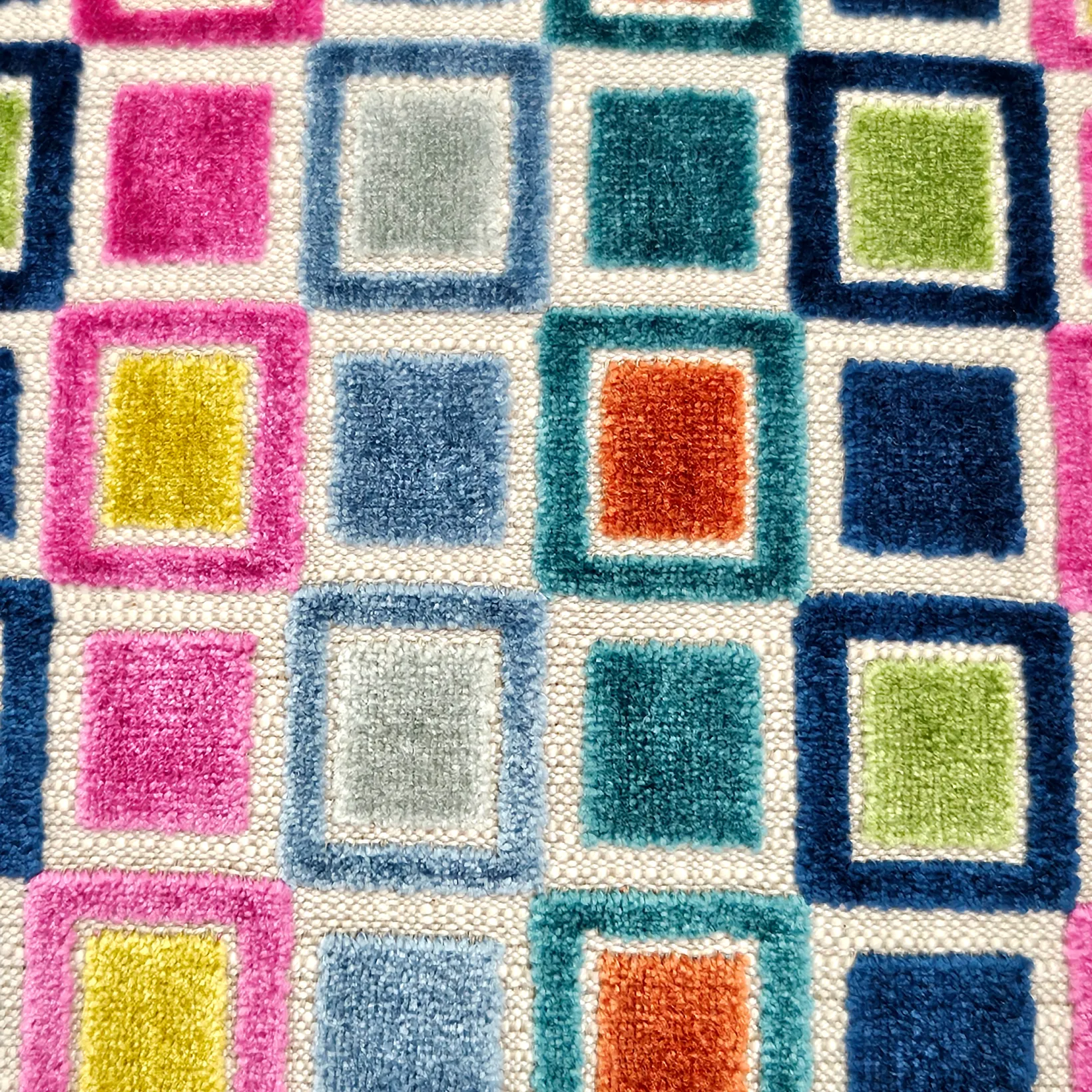 Mod Grid Fiesta Velvet Throw Pillow 21x21